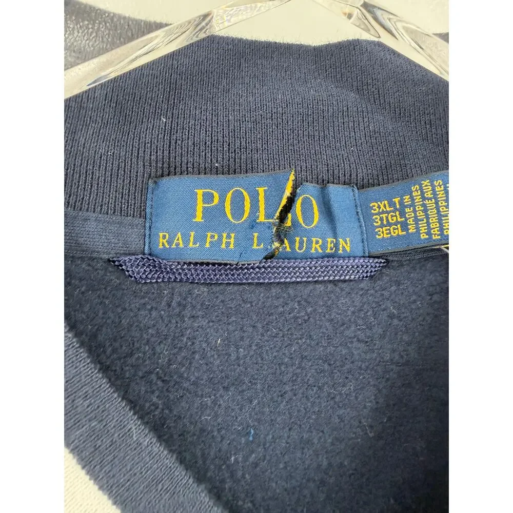POLO RALPH LAUREN Varsity Bomber Jacket Size 3XLT Baseball Navy Blue White NEW